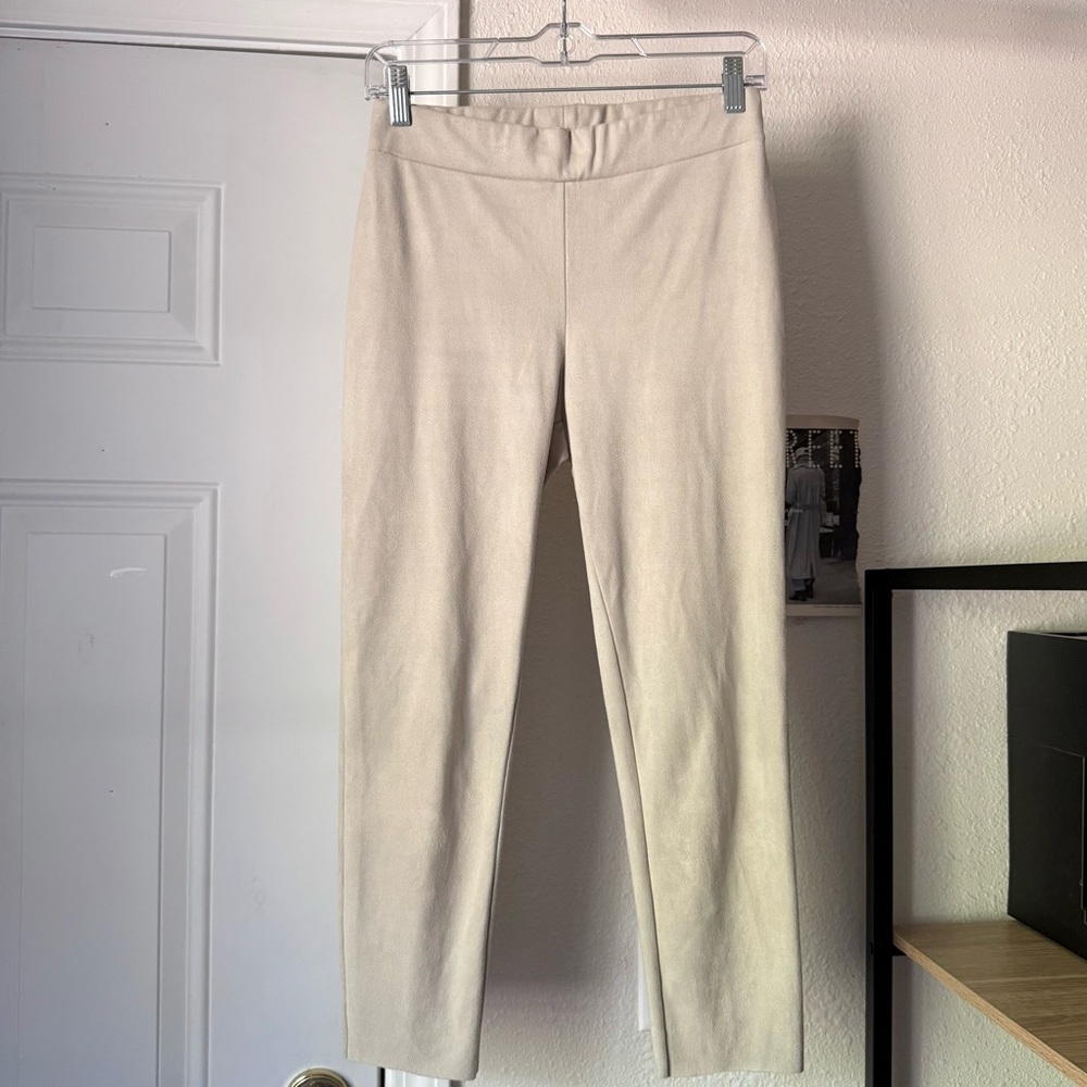 WOLFORD‎ beige tan cream knit suede cropped leggings